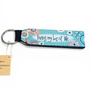 Living My Best Life Floral Wristlet Keychain